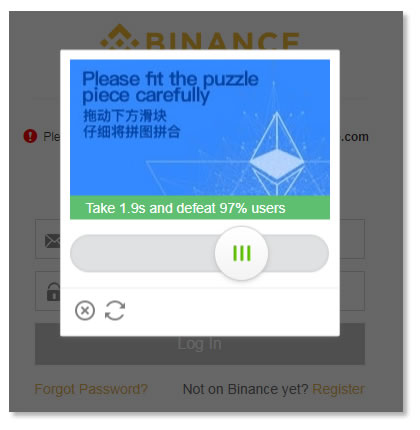 Binance Jigsaw CAPTCHA 1