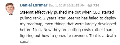 Larimer was "pushed out" of Steemit