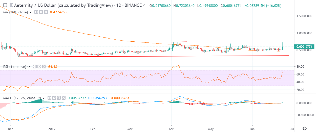 Aeternity Daily Chart June 24, powered by Trading View