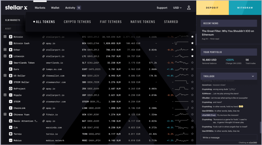 The StellarX Decentralized Crypto Platform