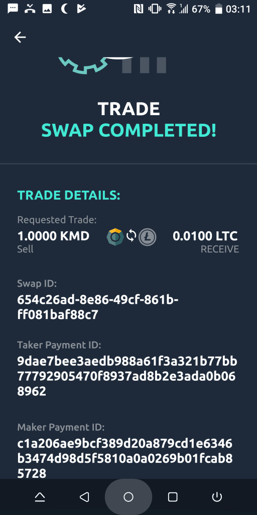 Trustless swap completed!