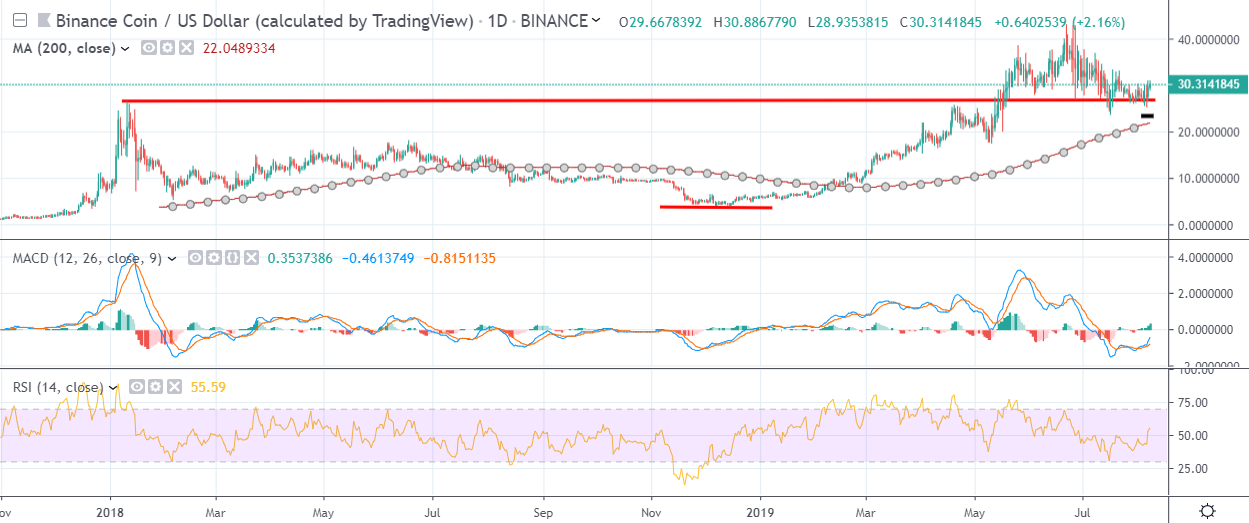 BNB Daily Chart August 8 by TradingView