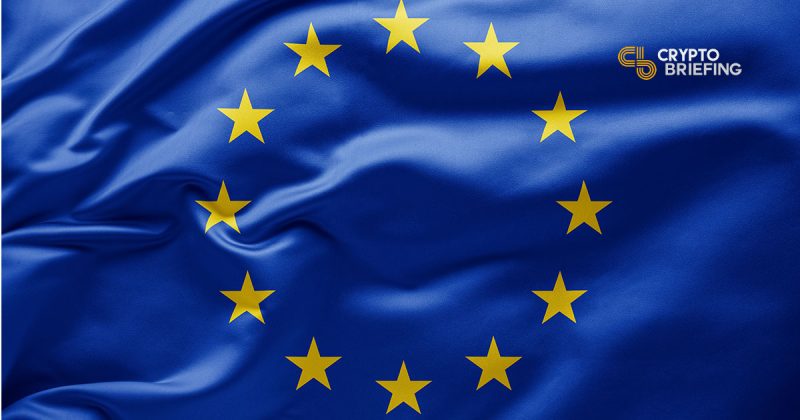 EU flag with crypto briefing logo