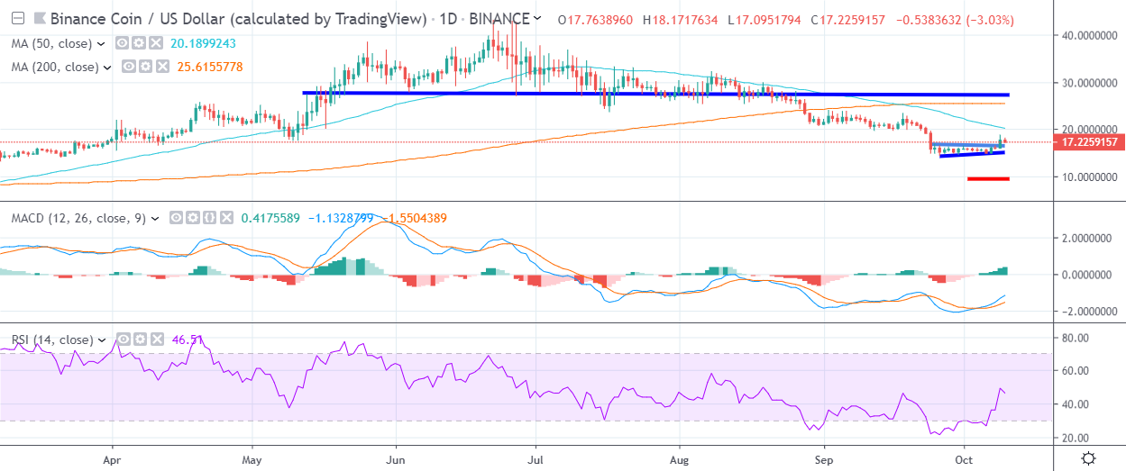 BNB Daily Chart October 10 by TradingView
