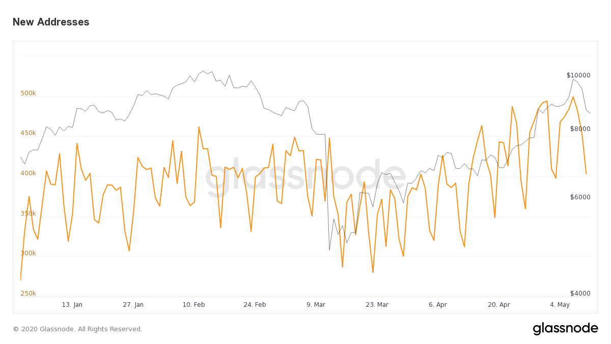 New Bitcoin addresses, year-to-date