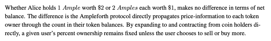 Snippet of the Ampleforth whitepaper about stability