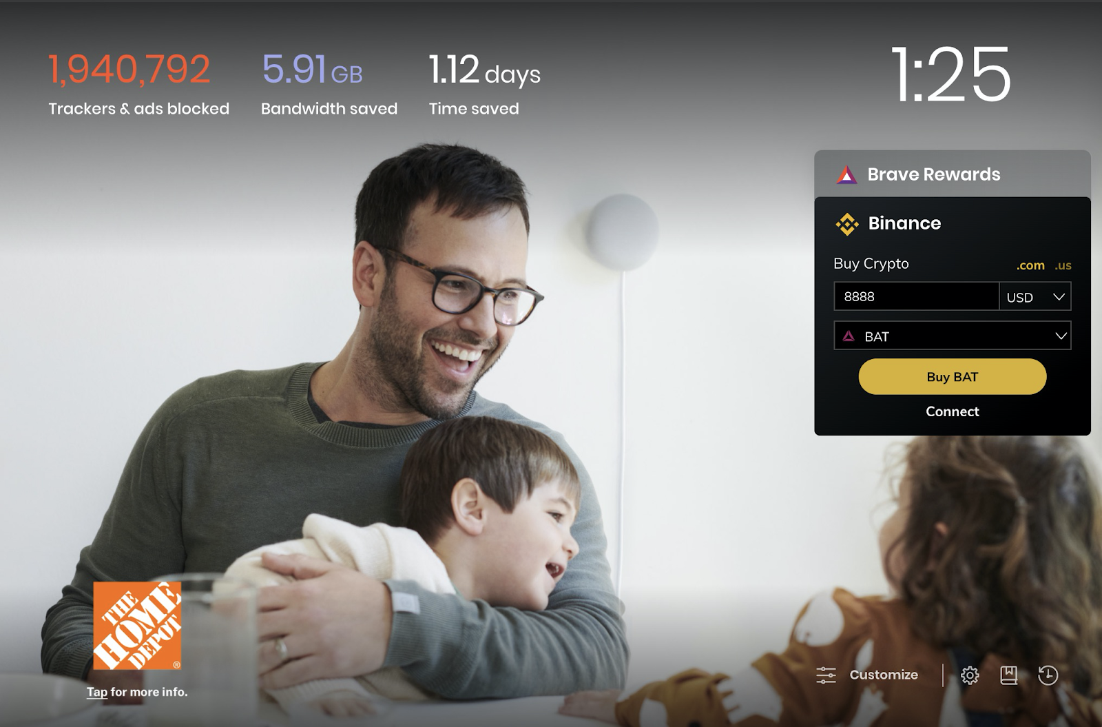 Home Depot advertising on Brave Browser
