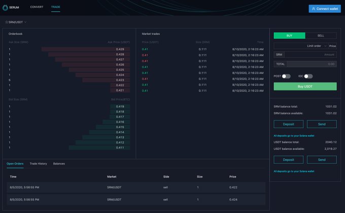 Serum's proposed user interface mockup