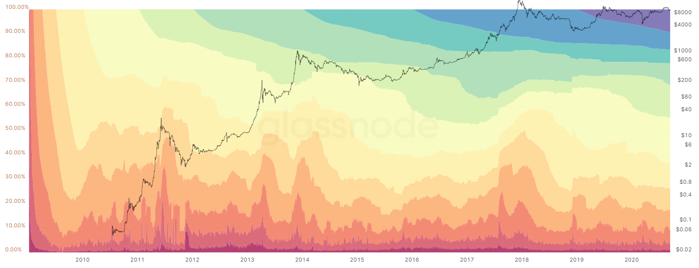 Bitcoin HODL Waves on Glassnode