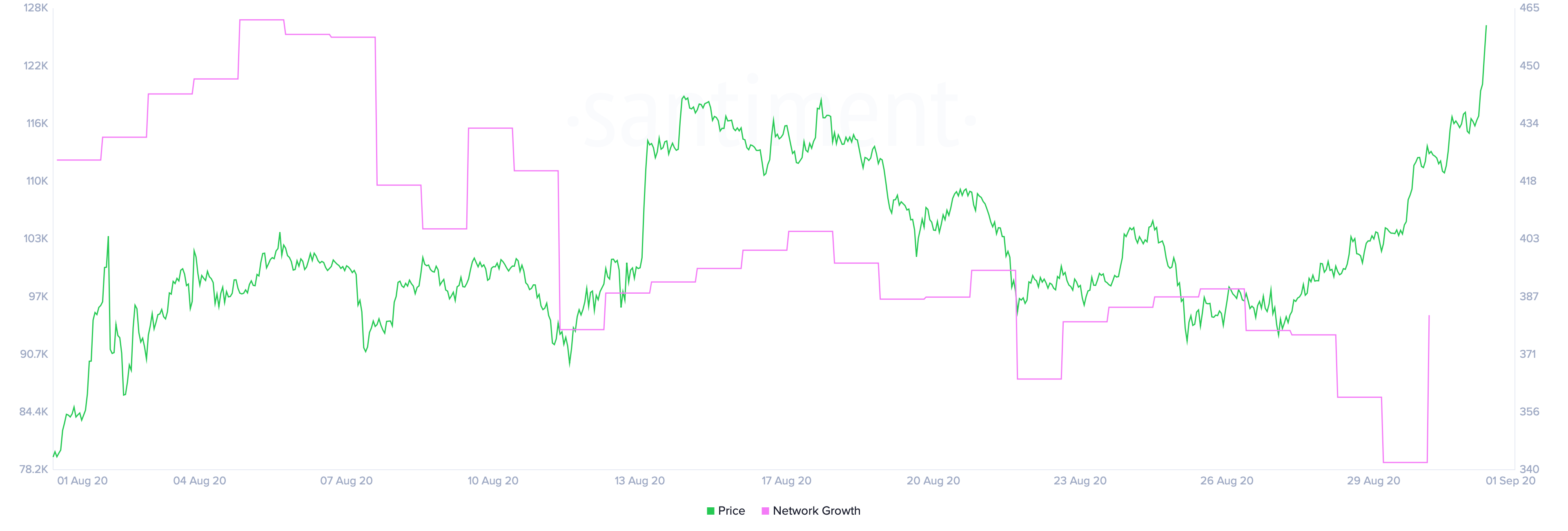 Ethereum's Network Growth by Santiment