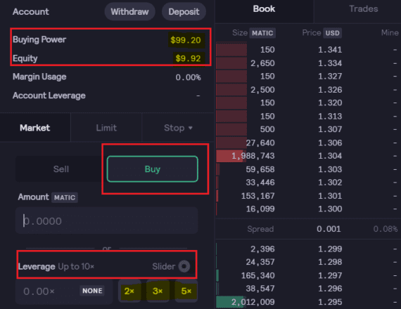 dYdX trading