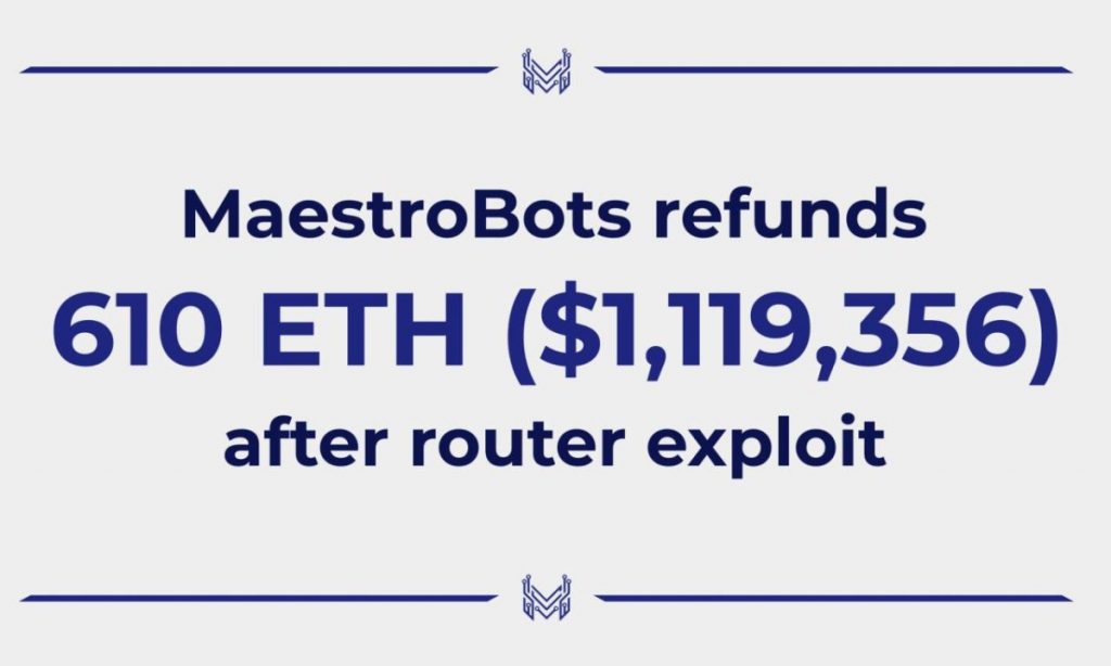 Maestro Trading Bot Refunds 610 ETH to Users Following Router Exploit