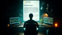 A trader receives a notification that Binance will no longer support Bitcoin Ordinals.