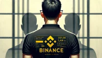 The Binance cryptocurrency exchange logo depicted on a rising growth chart, indicating continued business expansion despite legal issues and potential jail time for founder CZ.