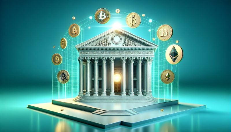 US Capitol with digital currency symbols, House crypto bill