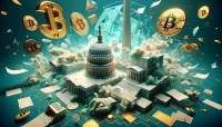 abstract representation of the white house in chaos over crypto policy