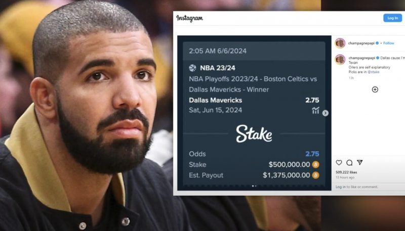 Drake looks upset after he loses half a million in Bitcoin over the NBA Finals