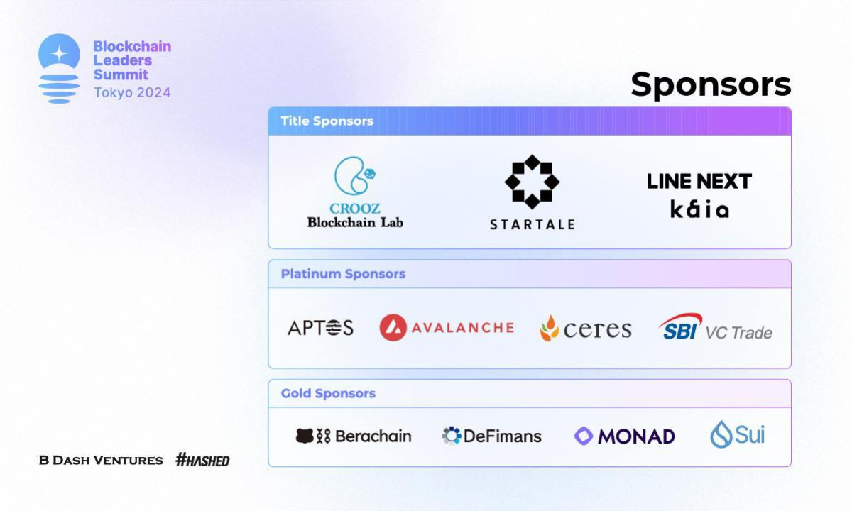 Hashed and B Dash Ventures name sponsors for inaugural Blockchain Leaders  Summit Tokyo 2024