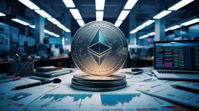 Golden Ethereum symbol, Ethereum ETF trading.