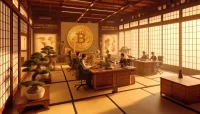 Bitcoin in an office, representing Metaplanet's investment.