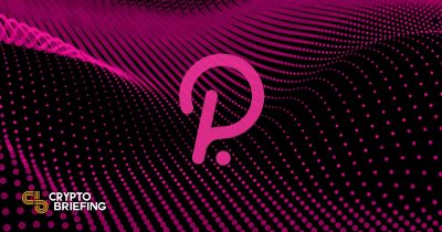 Polkadot logo with a pink, dotted wave pattern on a black background.