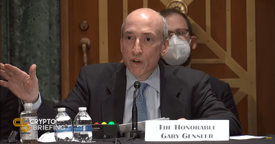 Gary Gensler speaking at a hearing.