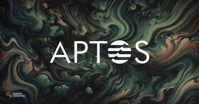 Abstract swirls with Aptos logo centered.