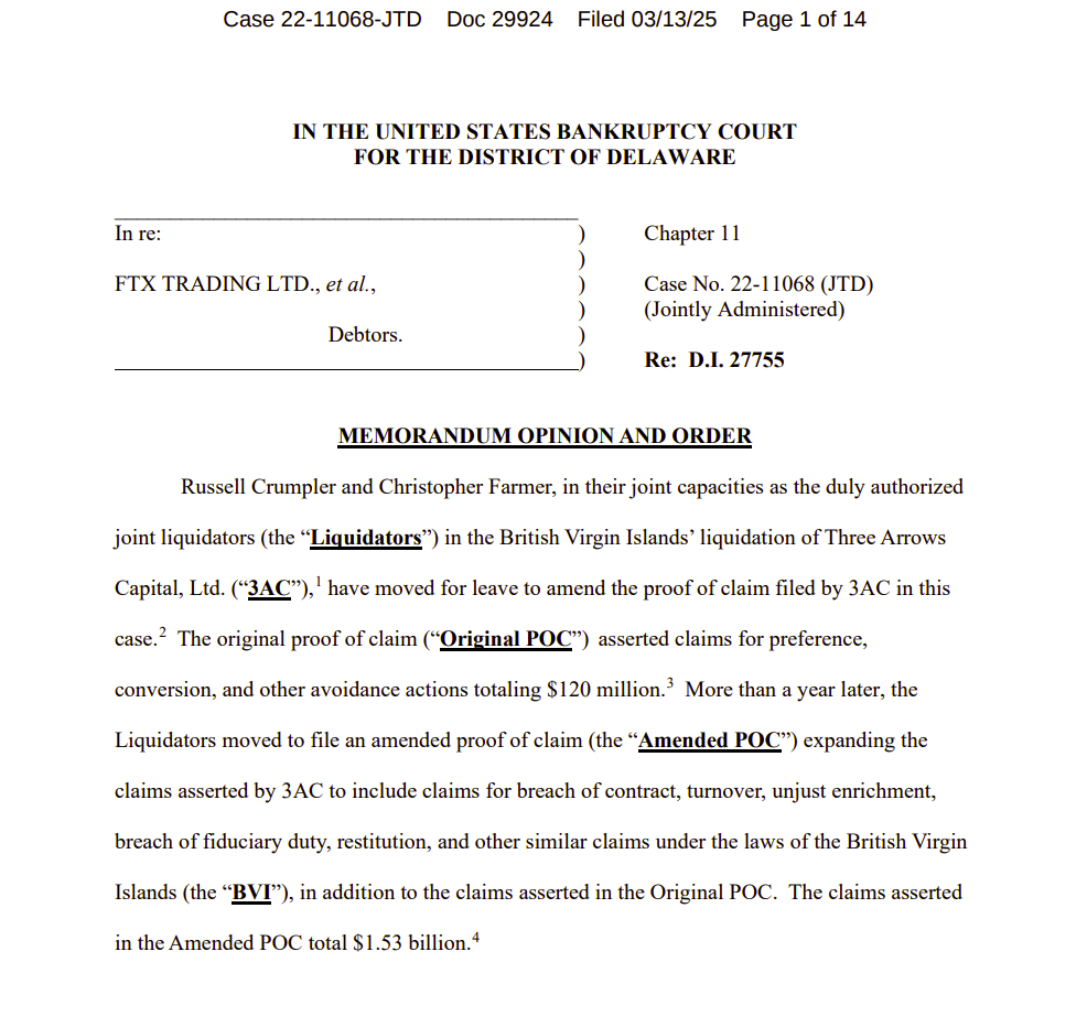 3AC wins court approval to expand FTX bankruptcy claim from $120 million to $1.5 billion