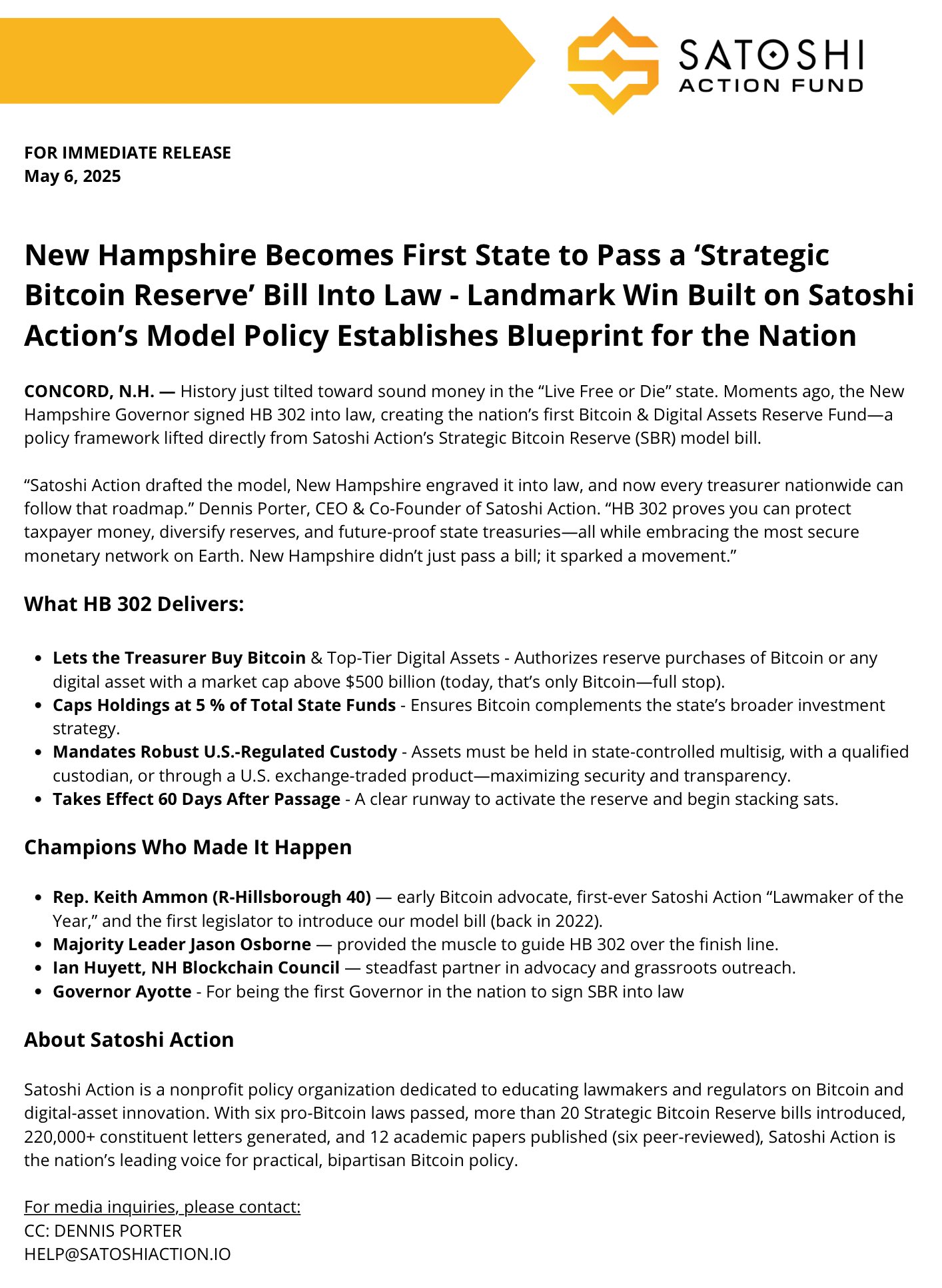 New Hampshire becomes the first in the US to pass Bitcoin bill