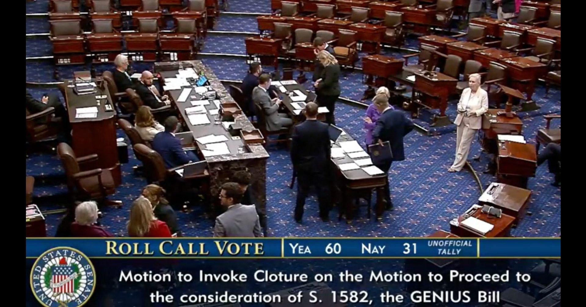 Senate advances GENIUS Act after cloture vote passes