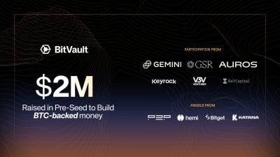 BitVault_Preseed_Banner_1749843488oPeRzXGJKj BitVault raises $2M from GSR, Gemini, and Auros to launch BTC-backed money