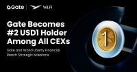 Gate becomes second-largest holder of USD1 among centralized exchanges