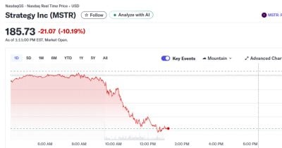 Strategy stock drops 10% amid Bitcoin volatility and trader debate - CryptoBriefing | Related Crypto Article