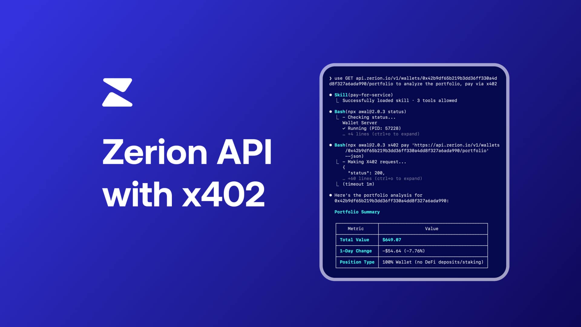 Zerion API now supports x402 payments on Base