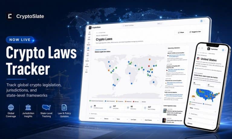 CryptoSlate launches “Crypto Laws,” the most comprehensive free global tracker for cryptocurrency regulation