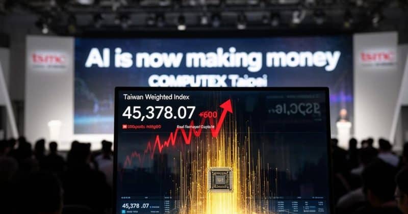 Taiwan Weighted Index surges nearly 1,630 points in a single session, gaining 3.78%
