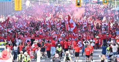 Voyageurs lead massive marches in Toronto and Vancouver as World Cup fever grips Canada