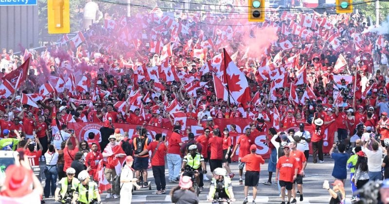 Voyageurs lead massive marches in Toronto and Vancouver as World Cup fever grips Canada