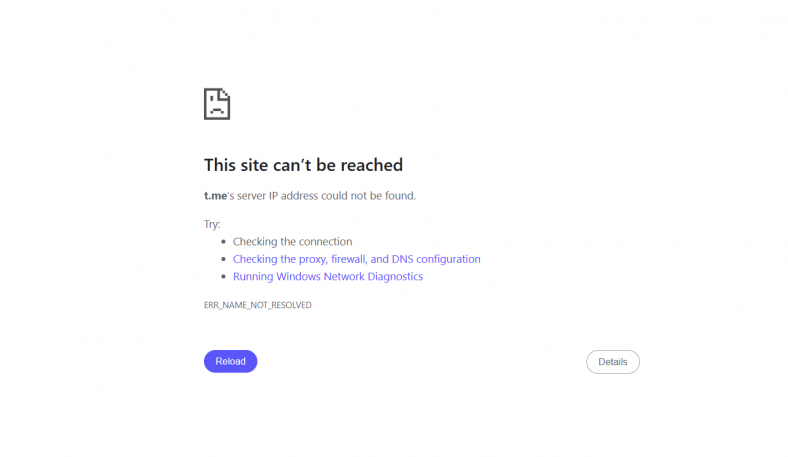 t.me domain goes offline