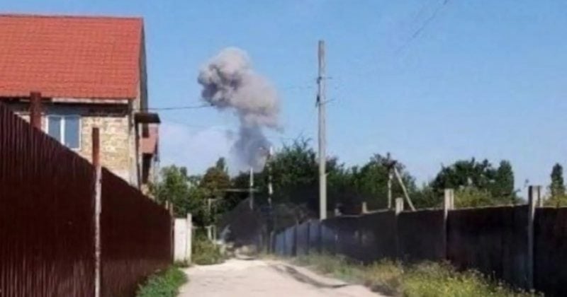Drones strike Russian-occupied Crimea, fire near Gvardeyskoye airfield