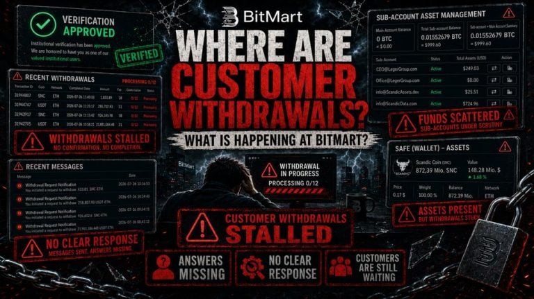 BitMart facing formal inquiry from Scandic Coin over extended delays in SNC token withdrawal processing