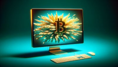 Jameson Lopp se atribuyó un ataque de sabotaje en la testnet de Bitcoin que generó 165,000 bloques en una semana, equivalente a tres años, mostrado en una pantalla de computadora.