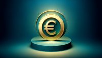 Icono de stablecoin de euro dorado.