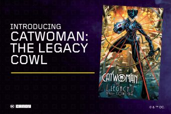 Portada del cómic Catwoman Legacy Cowl mostrando a Catwoman y la silueta de un villano misterioso