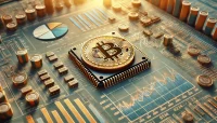 Bitcoin con datos del mercado sobre estilo de PCB