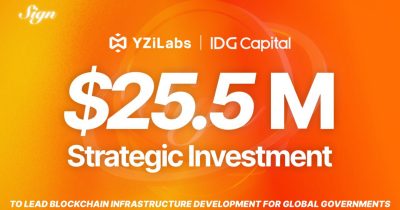 Firma de infraestructura blockchain Sign recauda más de $25 millones en ronda liderada por YZi Labs, IDG Capital